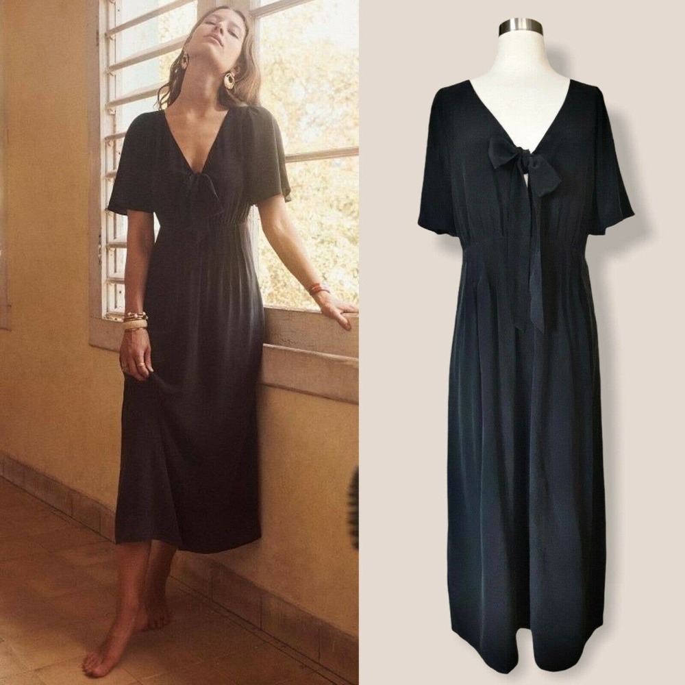 SEZANE Emilie Dress Bow Silk Soie Robe 38 US 6 NWT